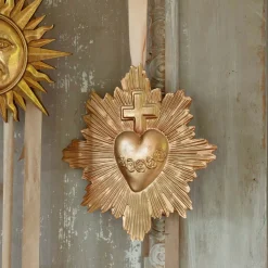 Graham & Green Decorative Accessories|Prints & Wall Art<Gold Heart and Cross Wall Decoration