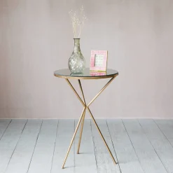 Graham & Green Side Tables<Gold Tripod Mirrored Table