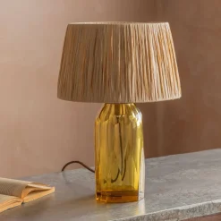Graham & Green Table Lamps<Granville Mustard Glass Table Lamp