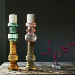 Graham & Green Candle Holders & Candles<Green and Brown Glass Candle Holder