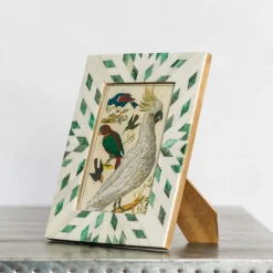 Graham & Green Photo Frames<Green and White Aztec Bone Frame