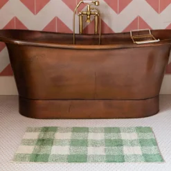 Graham & Green Bath Mats|Bath Mats<Green Gingham Tufted Bath Mat