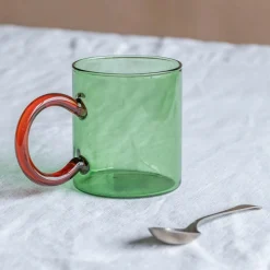 Graham & Green Glassware|Tableware<Green Glass Mug with Amber Handle