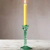 Graham & Green Candle Holders & Candles<Green Glass Palm Tree Candle Holder