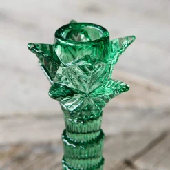 Graham & Green Candle Holders & Candles<Green Glass Palm Tree Candle Holder