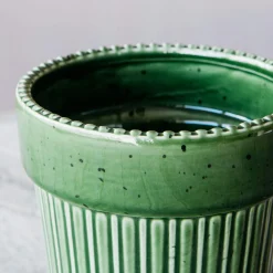 Graham & Green Vases & Plant Pots<Green Ribbed Glazed Vase
