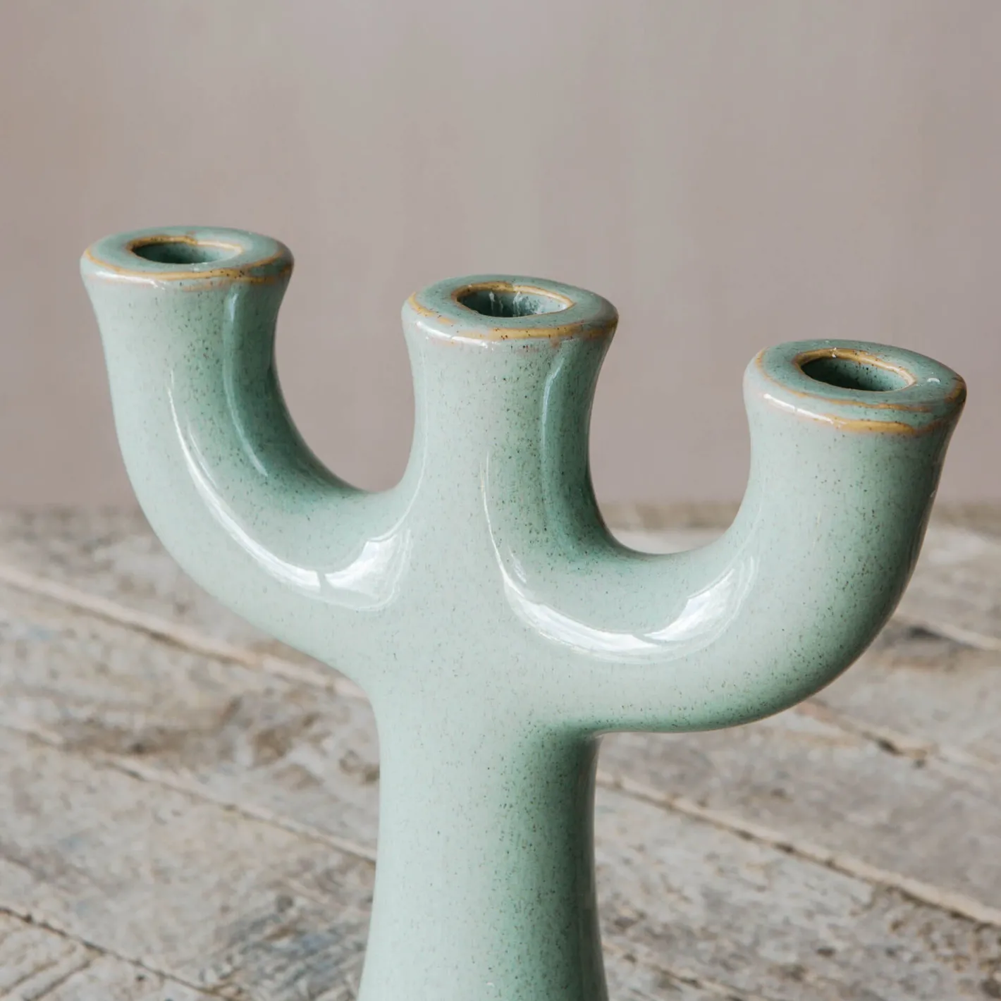 Graham & Green Candle Holders & Candles<Green Stoneware Candle Holder