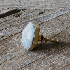 Graham & Green Knobs & Handles<Grey Marble Domed Hexagon Knob