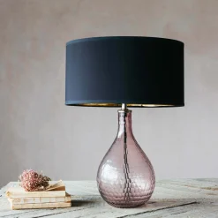 Graham & Green Table Lamps<Hammered Pink Glass Table Lamp