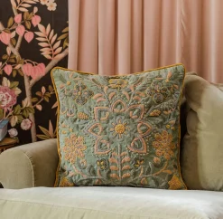 Graham & Green Sofa Cushions|Cushions<Ione Embroidered Velvet Square Cushion