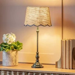 Graham & Green Table Lamps<Iris Table Lamp with Blue Scalloped Shade