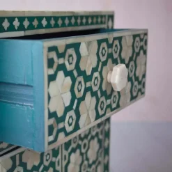 Graham & Green Bedside Tables<Jade Green Floral Bone Inlay Bedside Table