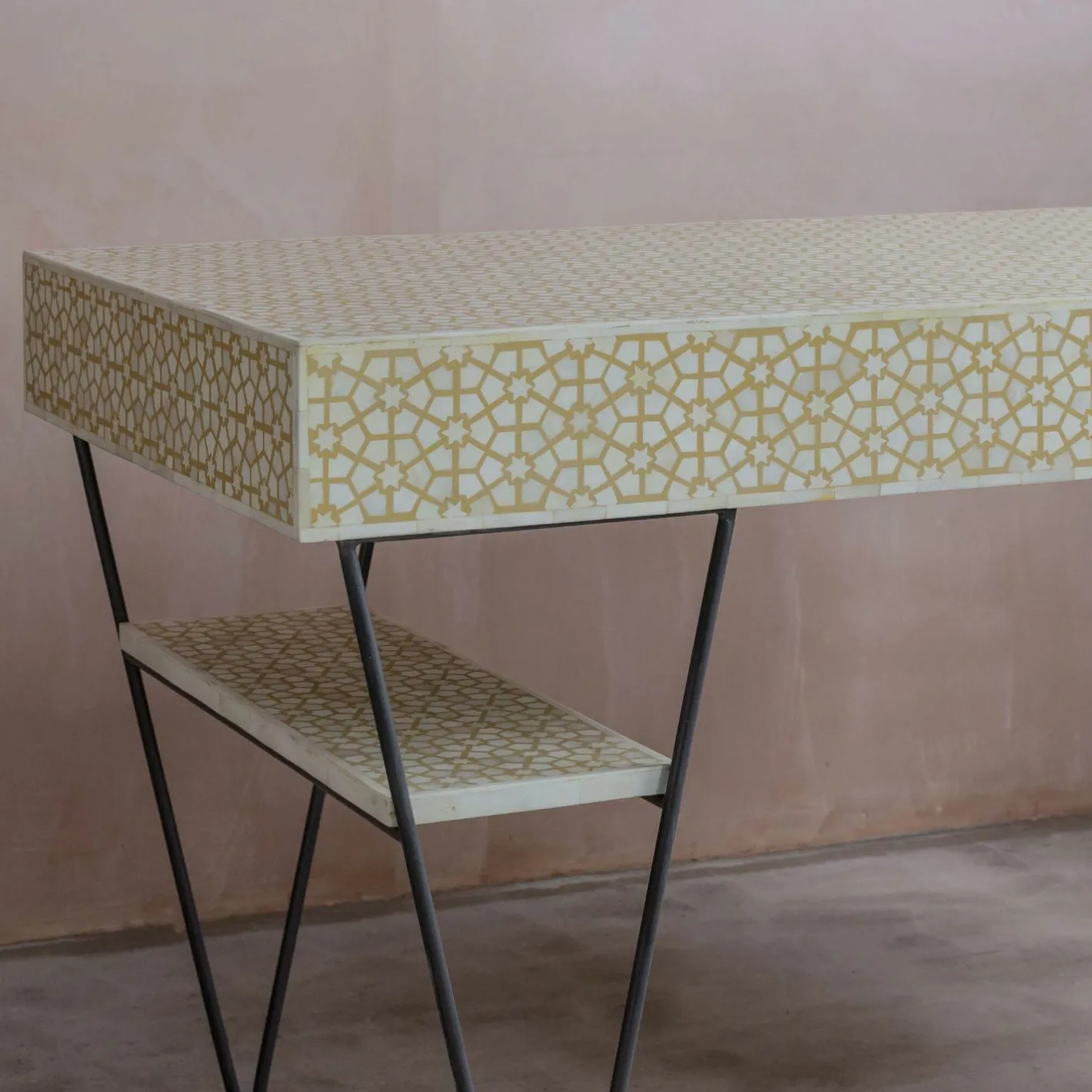 Graham & Green Desks<Jaipur Bone Inlay Desk
