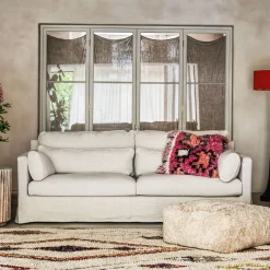 Graham & Green Ready To Go Sofas<Jasmine Natural Belgian Linen Three Seater Sofa