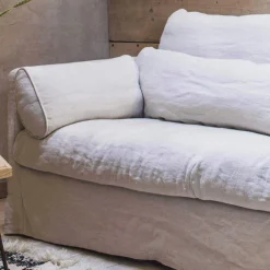 Graham & Green Ready To Go Sofas<Jasmine Natural Belgian Linen Three Seater Sofa