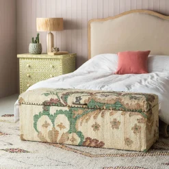 Graham & Green Benches & Ottomans|Ottomans & Benches<June Jute Floral Blanket Box