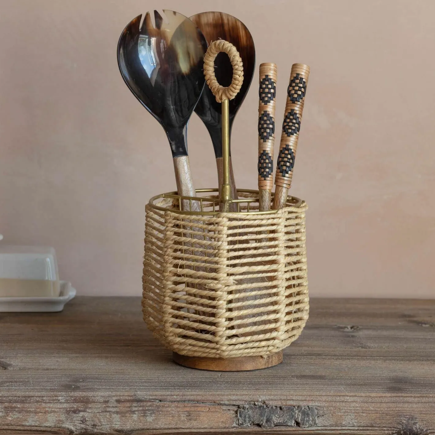 Graham & Green Outdoor Dining|Kitchen Accessories<Jute and Brass Cutlery Holder