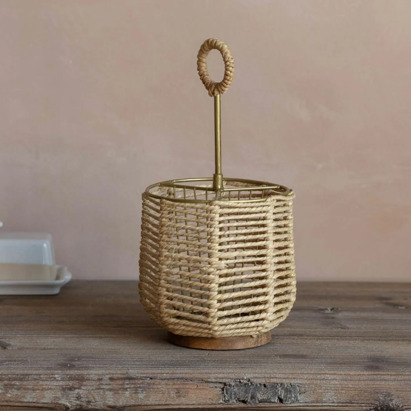 Graham & Green Outdoor Dining|Kitchen Accessories<Jute and Brass Cutlery Holder