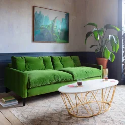 Graham & Green Ready To Go Sofas<Kasper Grass Green Velvet Sofa