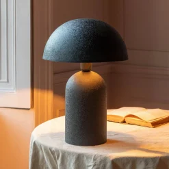 Graham & Green Table Lamps<Large Black Textured Dome Table Lamp