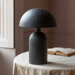 Graham & Green Table Lamps<Large Black Textured Dome Table Lamp