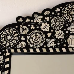 Graham & Green Wall Mirrors<Large Ditsy Bone Inlay Mirror