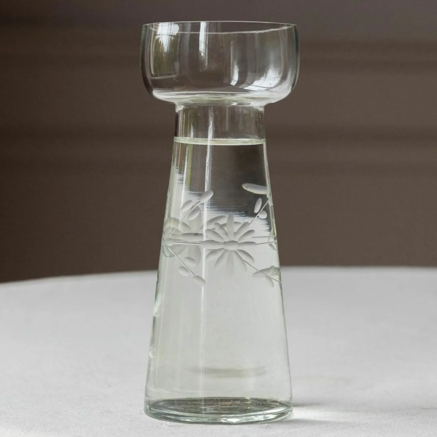 Graham & Green Vases & Plant Pots<Large Etched Floral Clear Glass Vase