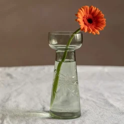 Graham & Green Vases & Plant Pots<Large Etched Floral Green Glass Vase