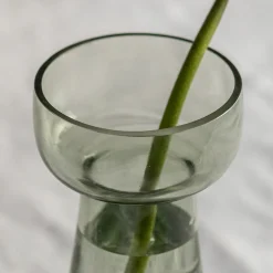 Graham & Green Vases & Plant Pots<Large Etched Floral Green Glass Vase