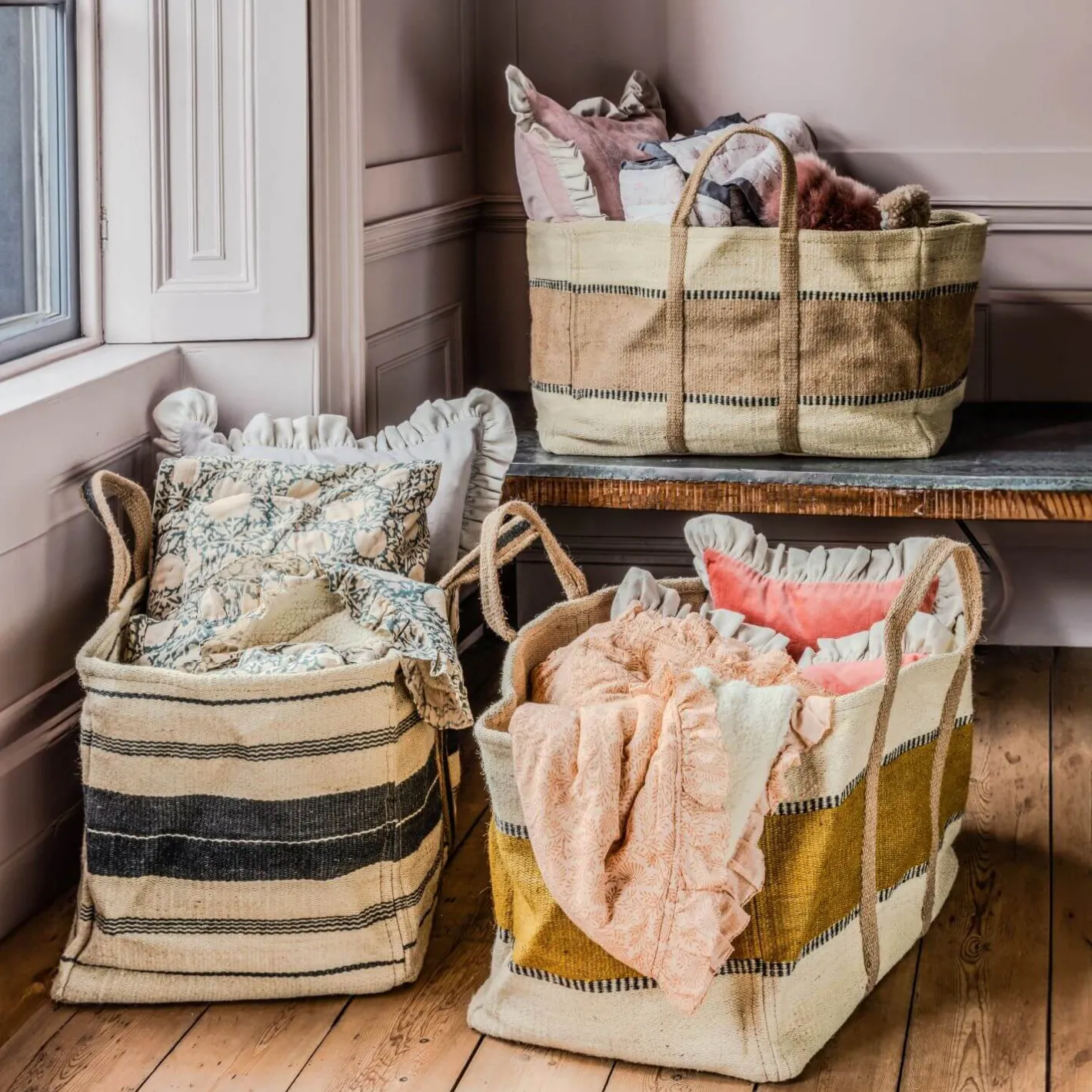 Graham & Green Laundry Baskets|Household Storage<Large Jute Storage Baskets