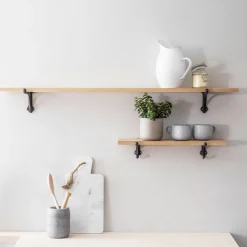Graham & Green Shelves & Bookcases<Large Oak Shelf With Iron Bracket