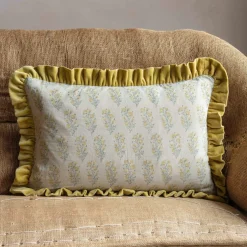 Graham & Green Sofa Cushions|Cushions<Large Rectangular Velvet Frill Block Printed Cushions