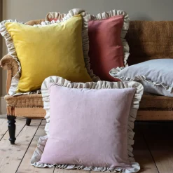 Graham & Green Sofa Cushions|Cushions<Large Velvet and Linen Frilled Cushions