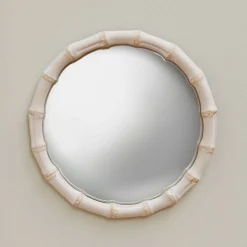 Graham & Green Round Mirrors|Wall Mirrors<Large White Bamboo Convex Mirror