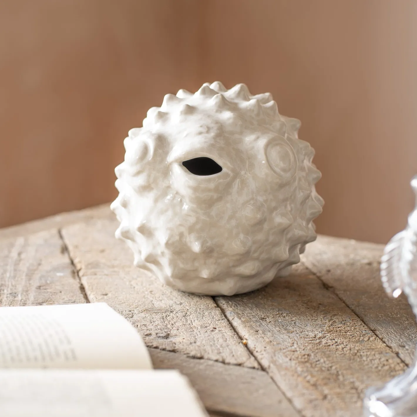 Graham & Green Decorative Accessories<Large White Ceramic Blowfish Ornament