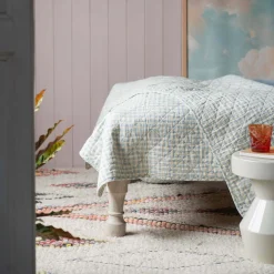 Graham & Green Quilts & Bedding<Light Blue Gingham Checked Cotton Quilt