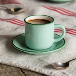 Graham & Green Tableware<Light Green Coffee Cup and Saucer