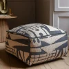 Graham & Green Pouffes & Beanbags|Pouffes & Bean Bags<Lilou Abstract Navy Linen Pouffe
