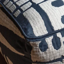 Graham & Green Pouffes & Beanbags|Pouffes & Bean Bags<Lilou Abstract Navy Linen Pouffe