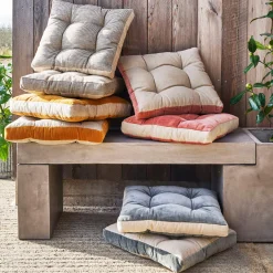 Graham & Green Seat Pads & Bed Rolls|Seat Pads & Bed Rolls<Linen Border Velvet Seat Pads