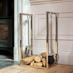 Graham & Green Fireside<Log Holder with Tool Set