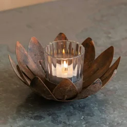 Graham & Green Candle Holders & Candles<Lotus Rust Tealight Holder