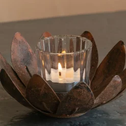 Graham & Green Candle Holders & Candles<Lotus Rust Tealight Holder