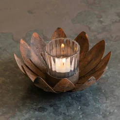Graham & Green Candle Holders & Candles<Lotus Rust Tealight Holder