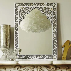 Graham & Green Overmantle Mirrors|Rectangular Mirrors<Mandir Grey Mother of Pearl Mirror