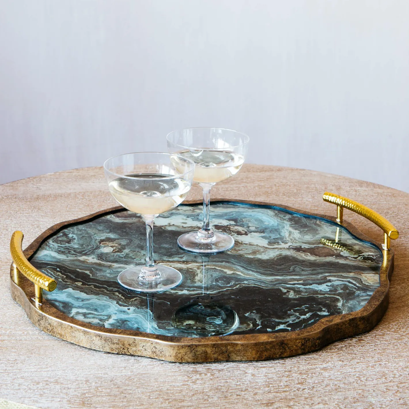 Graham & Green Outdoor Dining|Barware<Marble Effect Tray with Handles