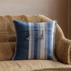Graham & Green Sofa Cushions|Cushions<Maree Blue and White Striped Square Cushion