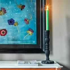 Graham & Green Candle Holders & Candles<Matte Black Wooden Candlestick