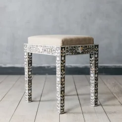 Graham & Green Stools|Dressing Tables & Stools<Maxi Grey Mother of Pearl Stool