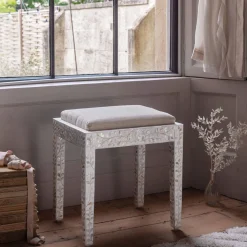 Graham & Green Stools|Dressing Tables & Stools<Maxi White Mother of Pearl Stool
